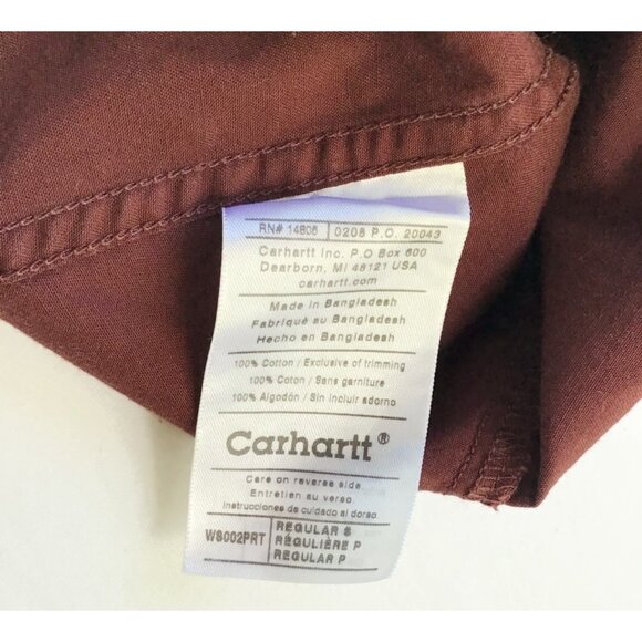 Carhartt Pearl Snap Shirt Womens S Burgundy Red Collar Western Yoke Pockets - Picture 5 of 9